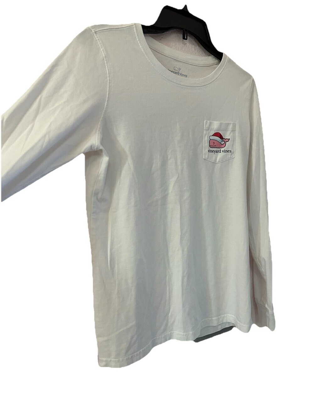 Vineyard Vines White Merry Christmas Whale Logo Long Sleeve Shirt Size Small